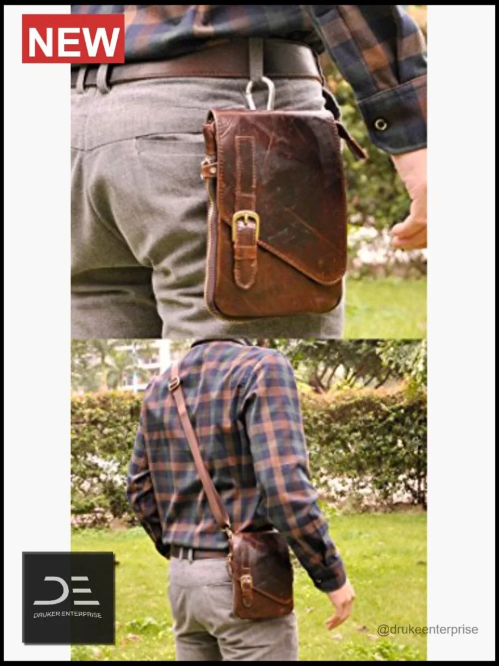 Genuine Leather Messenger Shoulder Bag Crossbody Belt Waist Pack